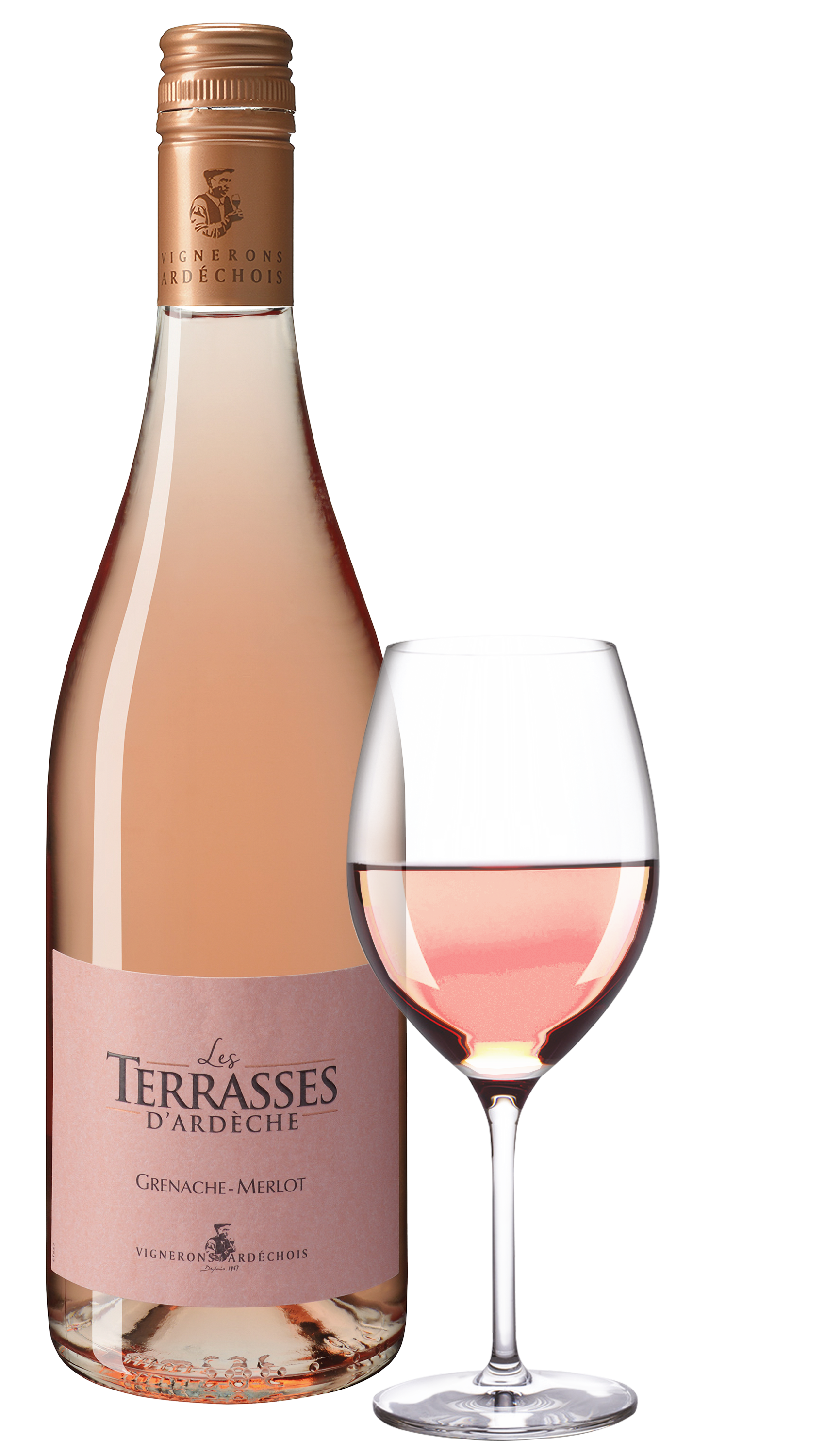 Les Terrasses D'Ardèche Grenache-Merlot Rosé IGP
